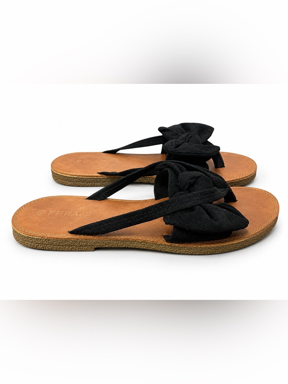 FISACE Black Bow Slide Sandals Women’s Size 8.5 Boho Flat Slip On Sandals